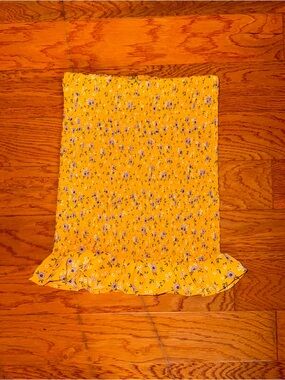 Yellow Floral Smock Tube Top